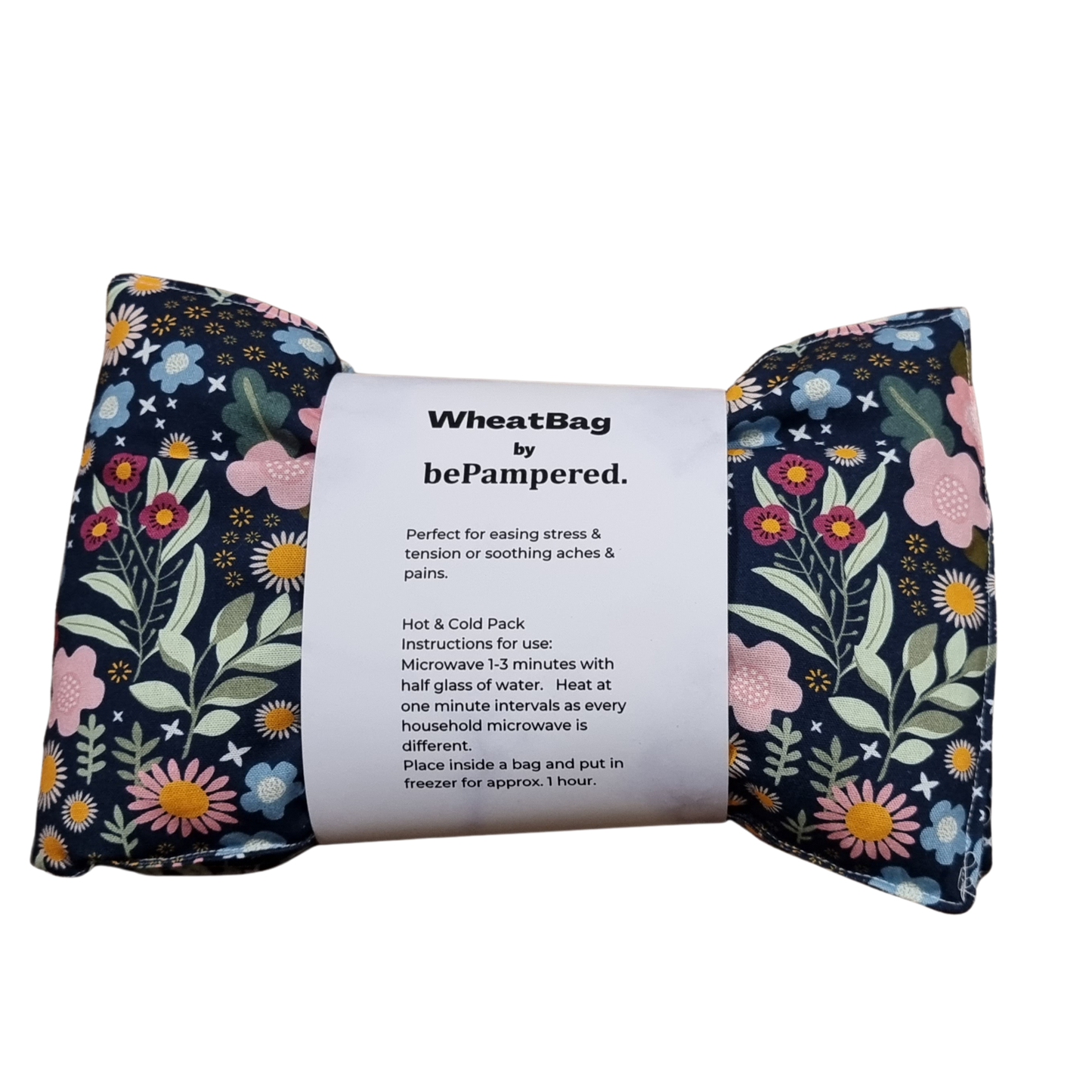 X-Large Wheat Bag - Dark Blue Floral