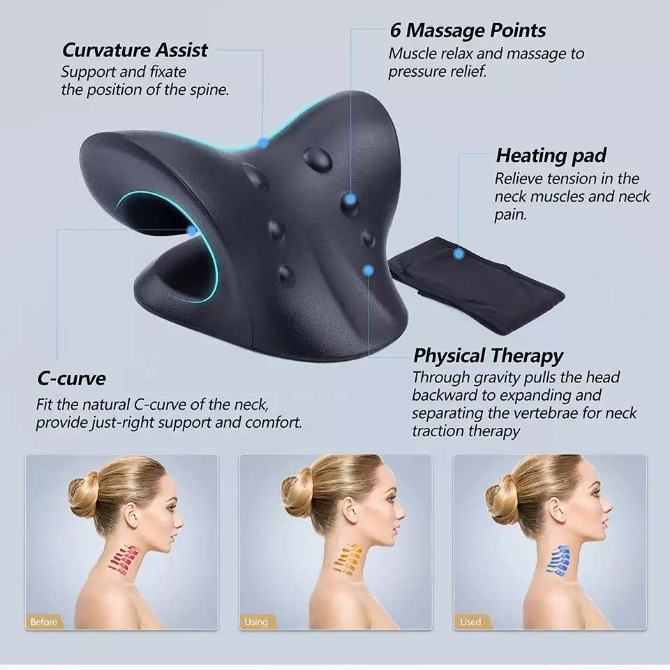 Neck and Shoulder Relaxer, Cervical Traction Device with Heating Pad
