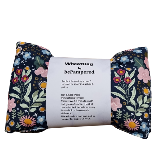X-Large Wheat Bag - Dark Blue Floral