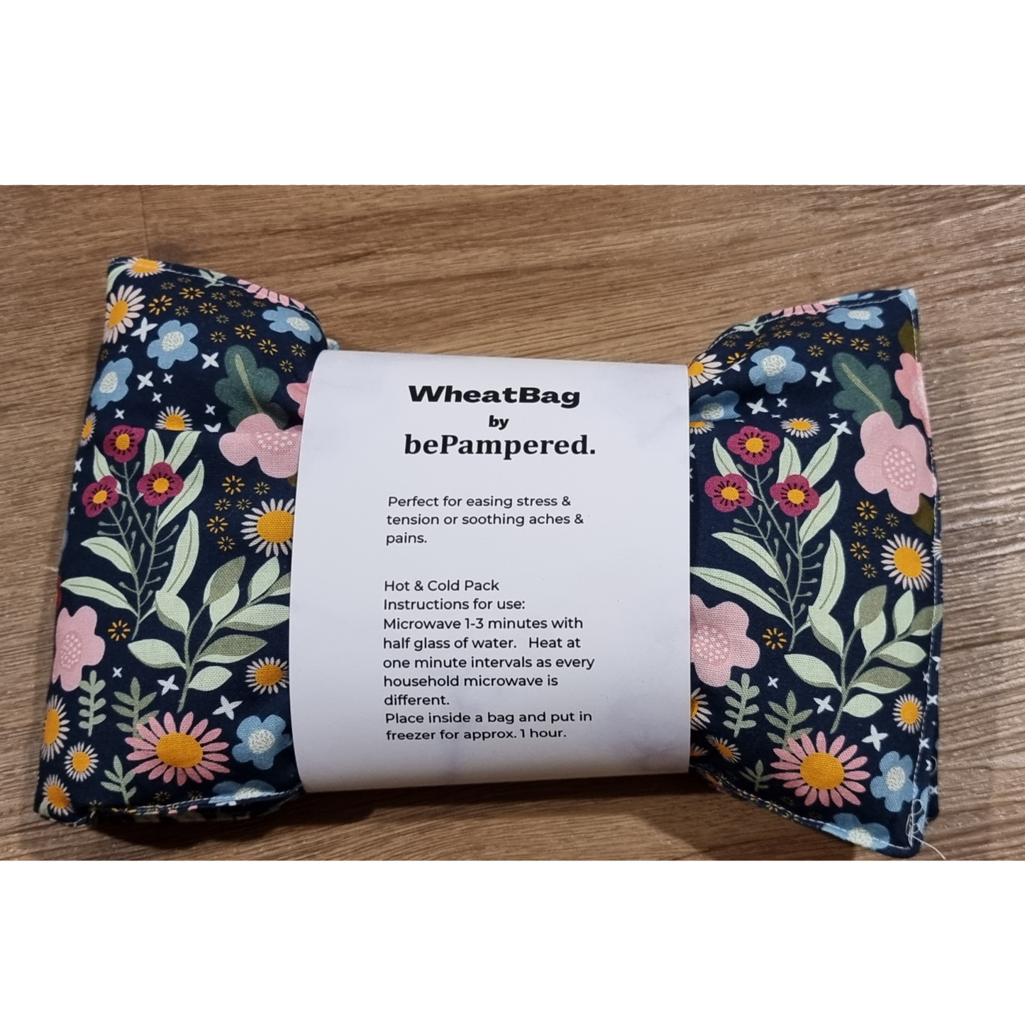 X-Large Wheat Bag - Dark Blue Floral